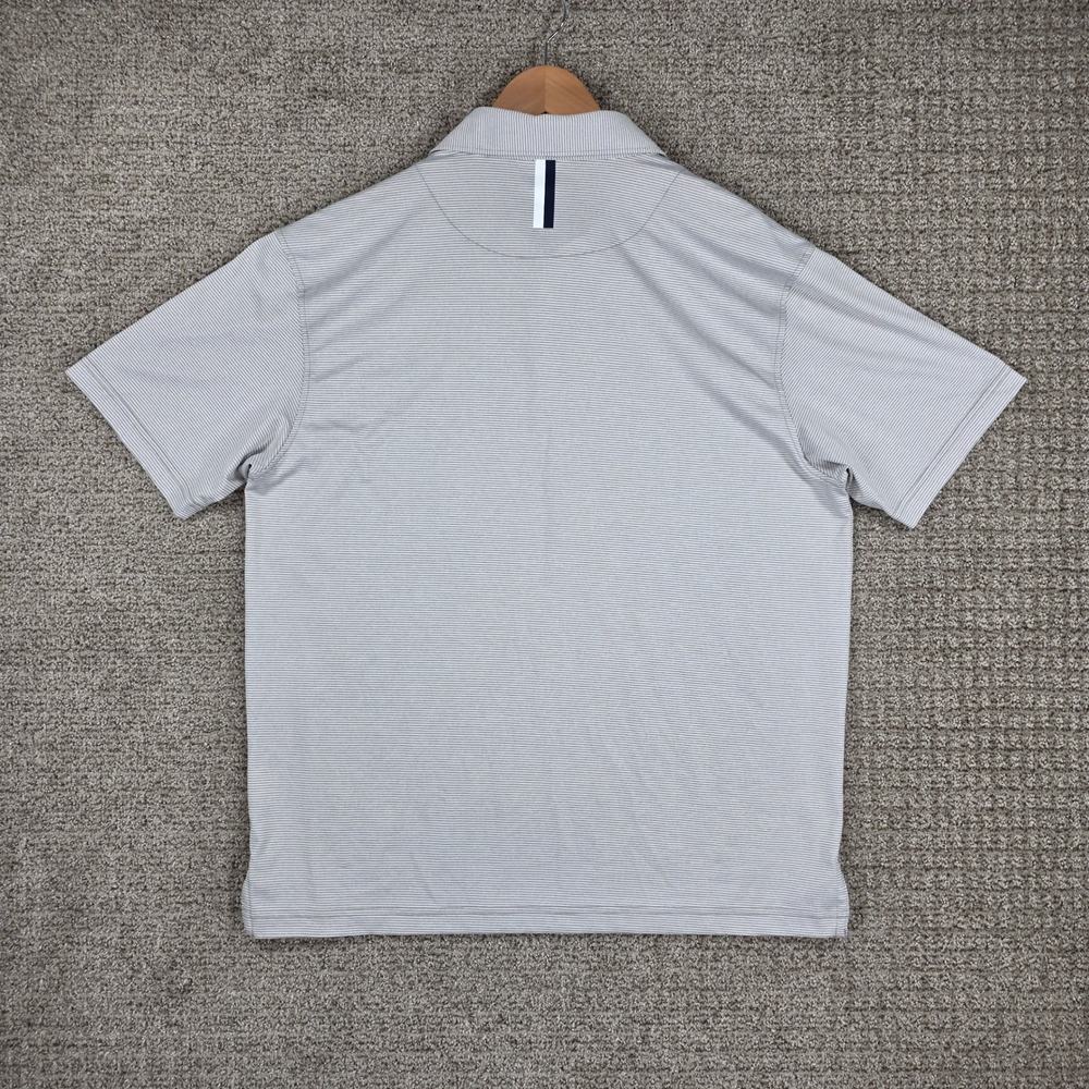 Rhoback Mens Large Performance Polo Shirt Gray White Striped Short Sleeve Golf - Picture 5 of 10